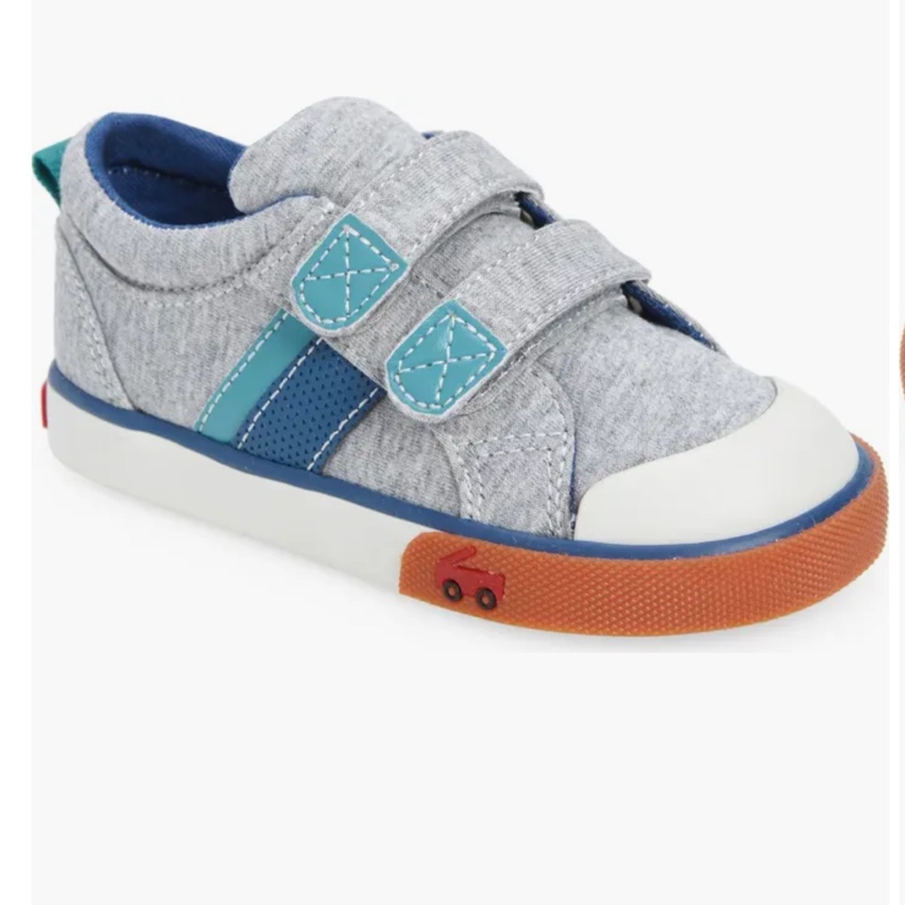 See Kai Run Gray Jersey/Blue Russell Toddler Sneakers | Size 4